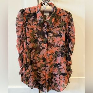 MISA Los Angeles Floral Tiered Sleeve Blouse with Tags. Near worn. Small.
